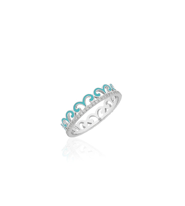 Alma Aqua Scroll Ring