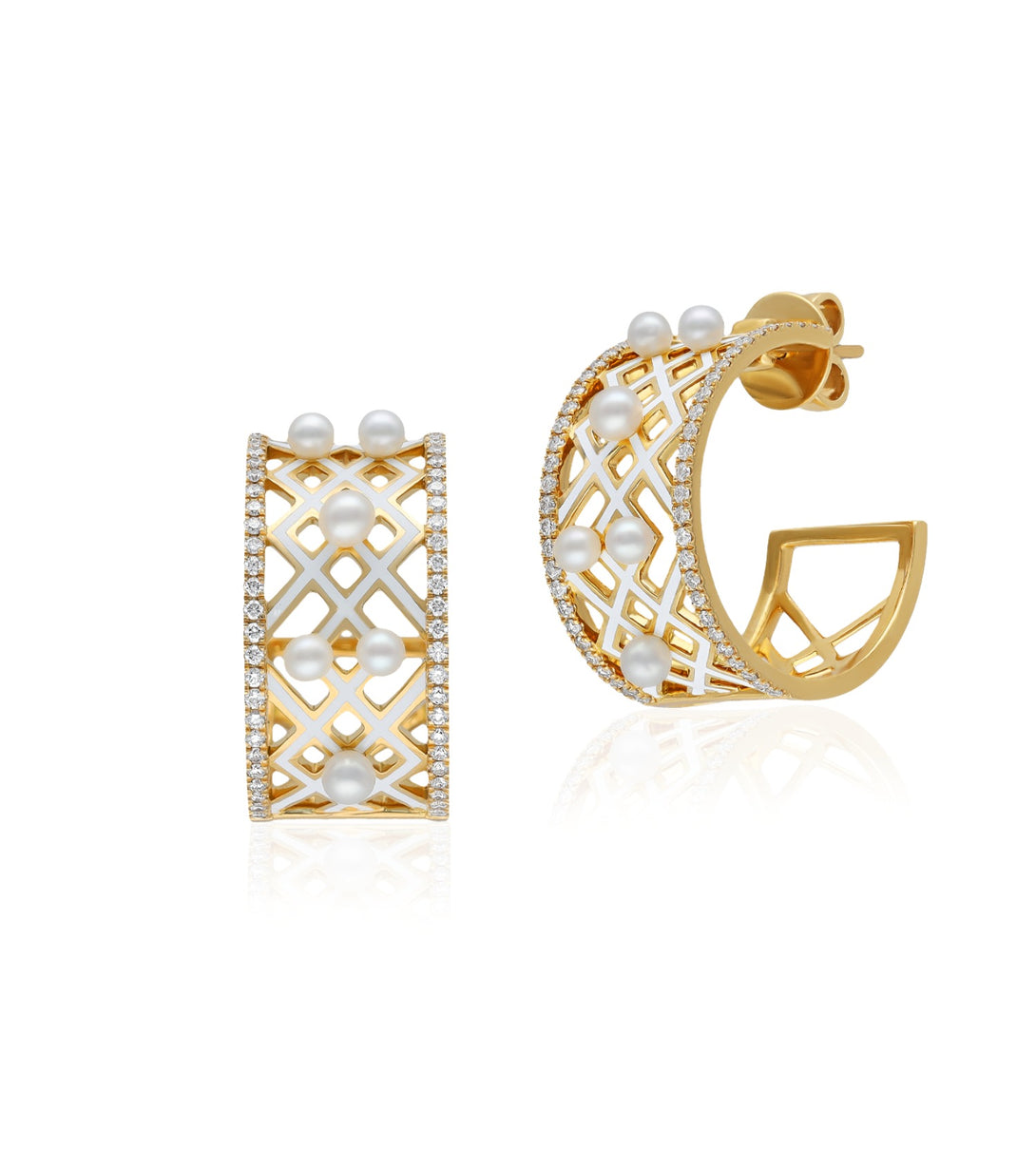 Pearls and diamonds earrings | Al Fardan Fine Jewellery