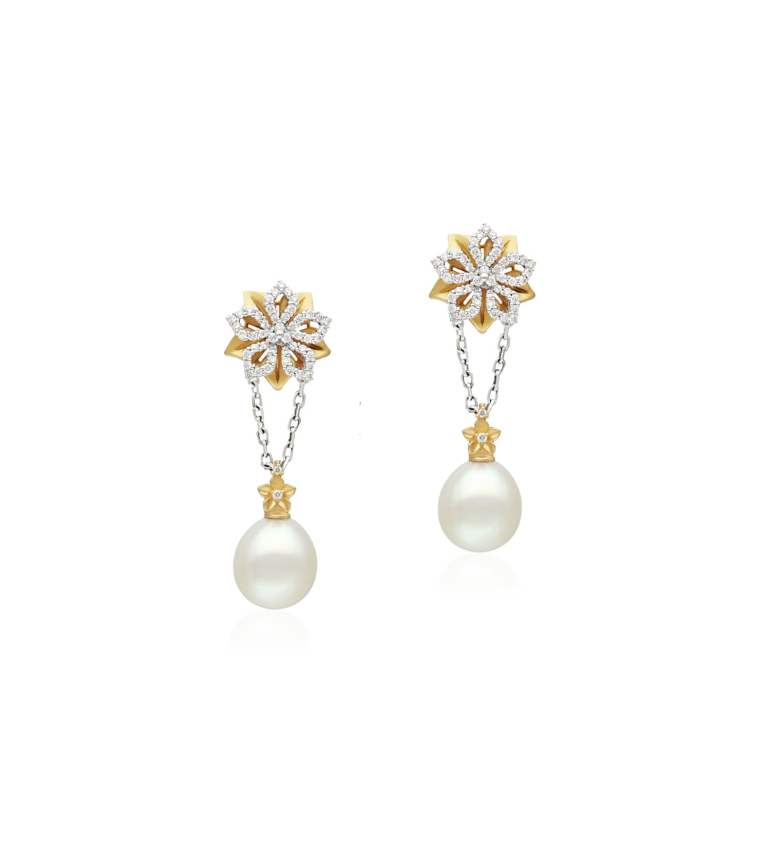 Two tone gold earrings | Diamond earrings | Al Fardan Jewelry