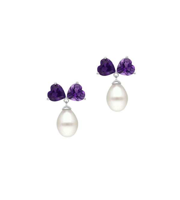 Amethyst White Bow Earrings