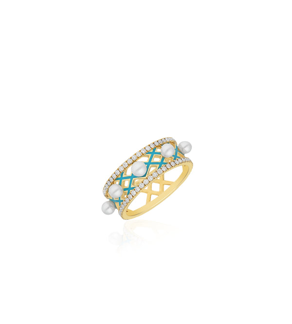 Alma Aqua gold Mini Ring