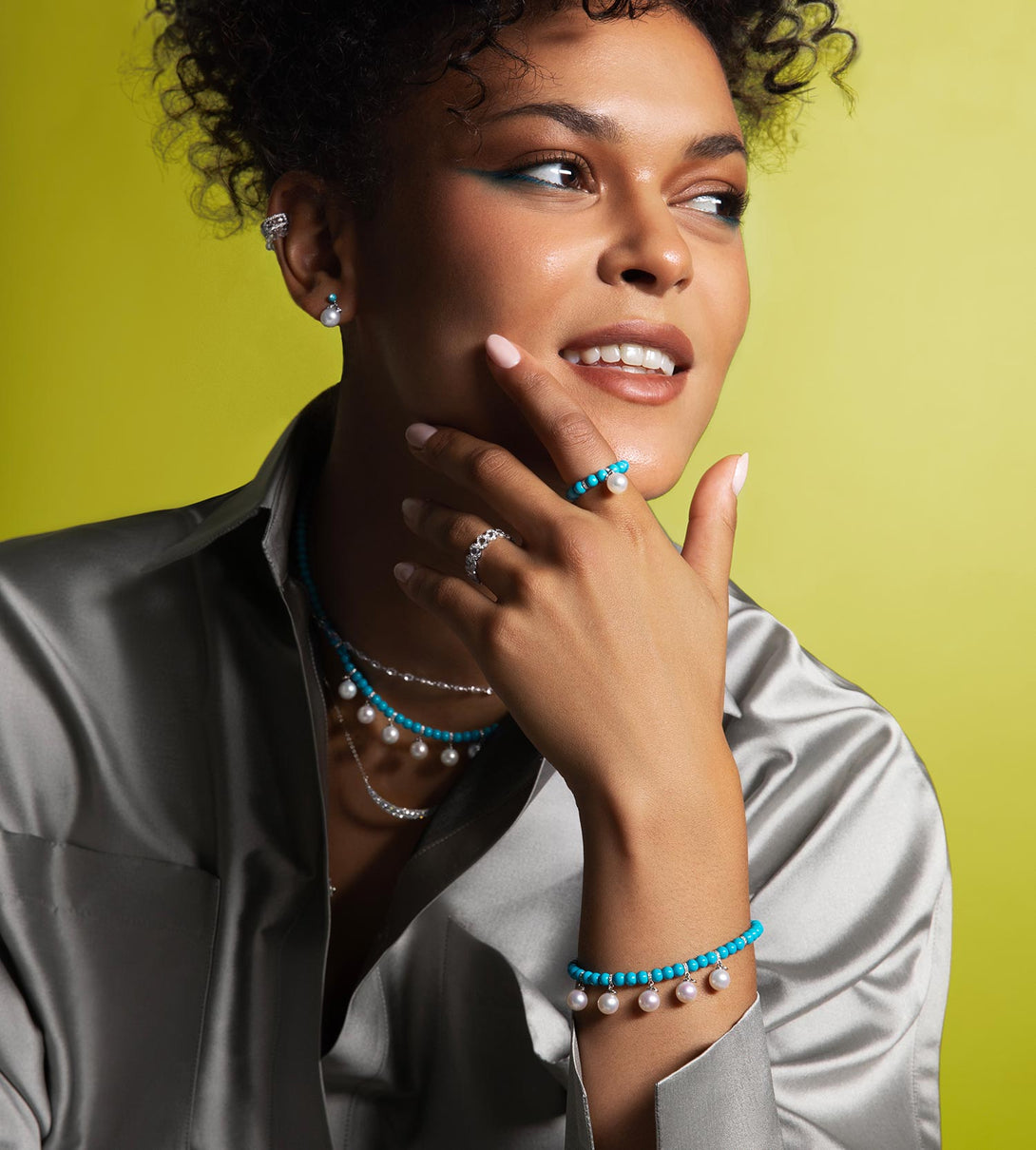 Bonbon perlée turquoise ring | Al Fardan