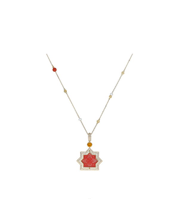 Coral Pendant | Gold Necklace | Al Fardan Jewellery 
