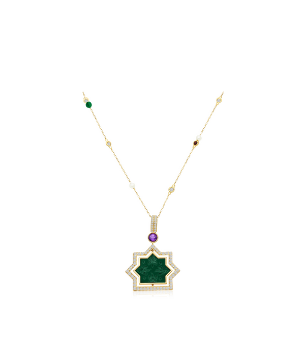 Green Onyx Pendant | Gold Necklace