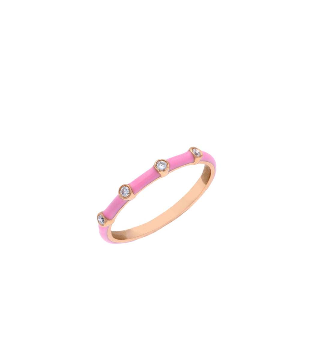 Pink enamel diamond ring | Liapis | Al Fardan Fine Jewellery