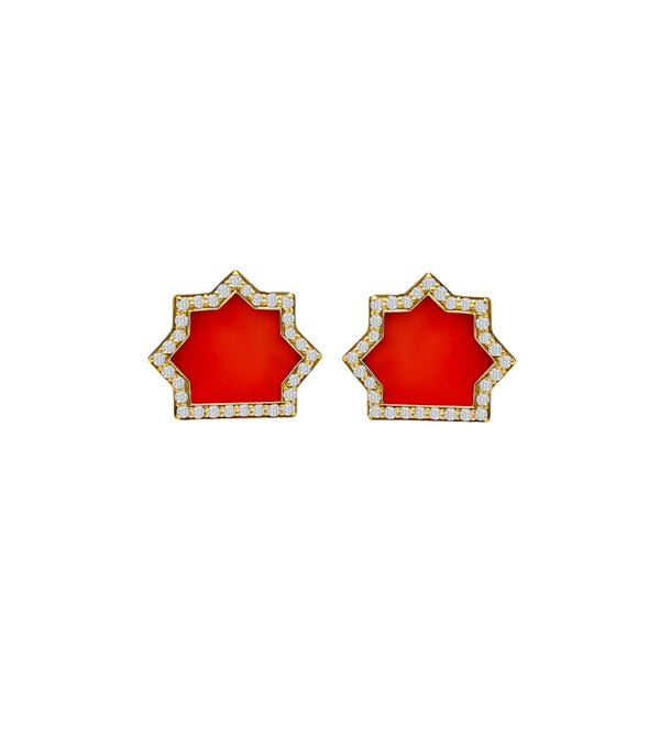 Coral Earrings | Yellow Gold Jewellery| Al Fardan Jewellery 