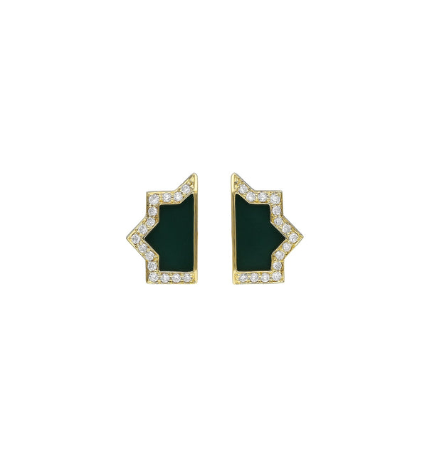 Green Onyx Earrings | Yellow Gold Jewellery 