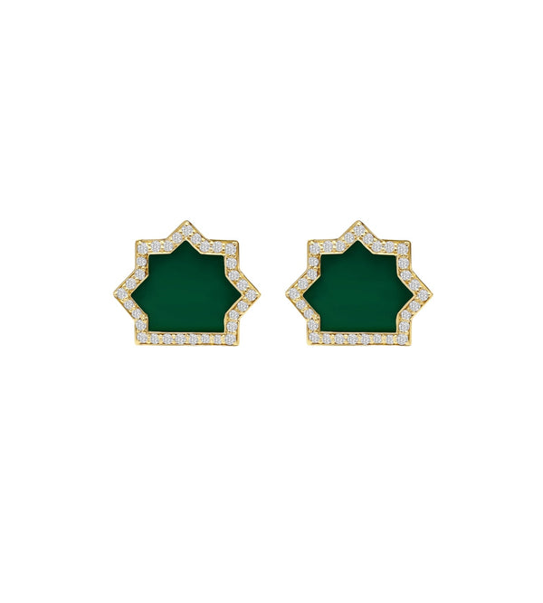 Green Onyx Earrings | Gold Earrings 