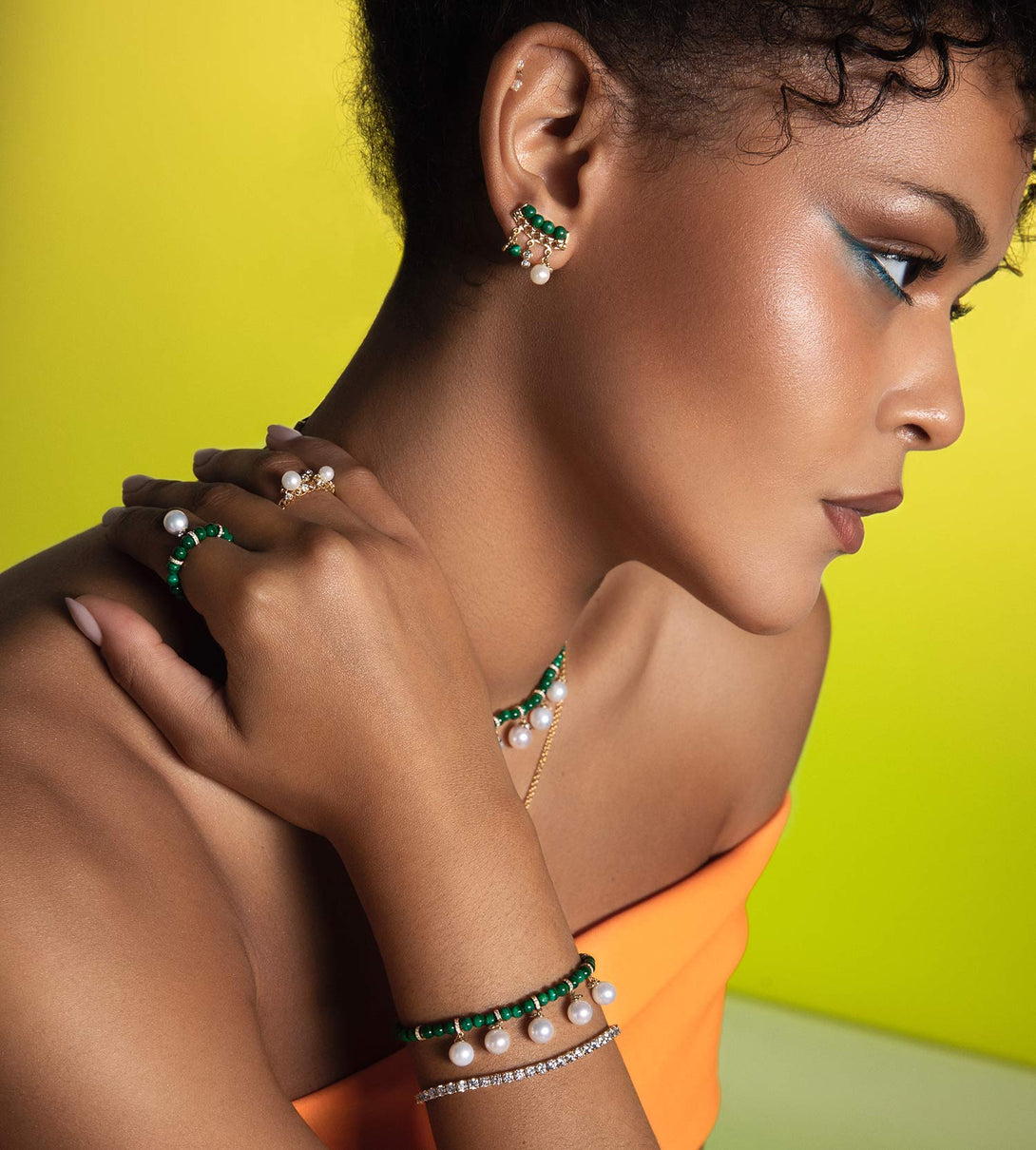 Bonbon perlée malachite ring | Al Fardan